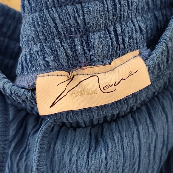 Wide Leg Blue Pants - Picture 2 of 9